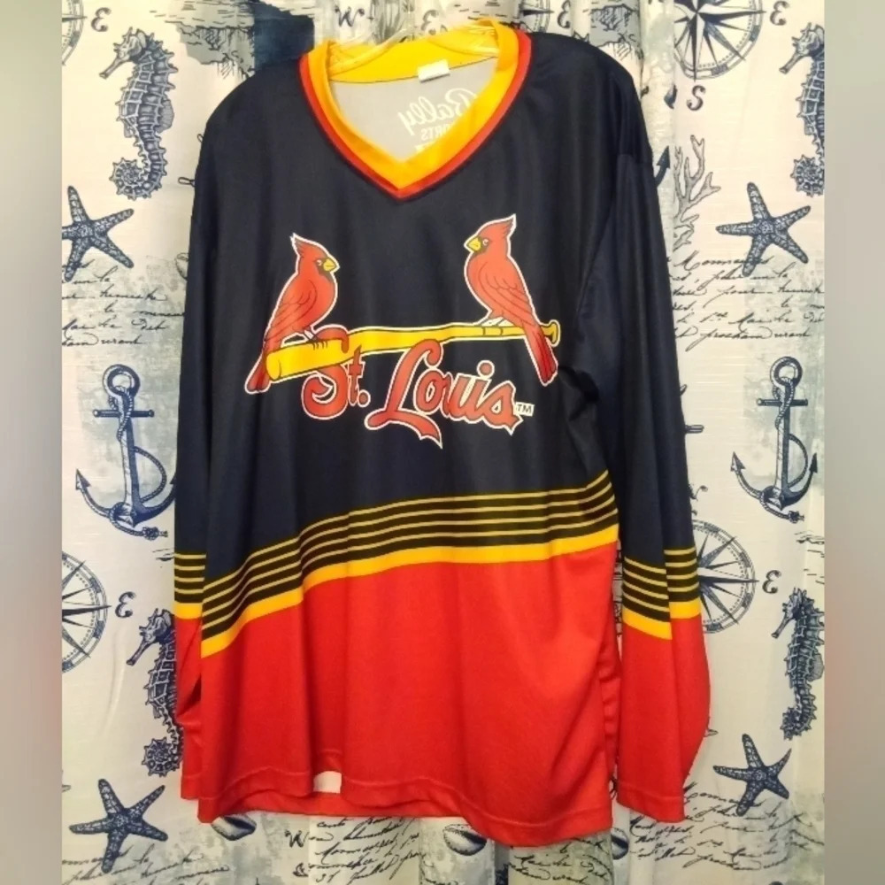 St. Louis Cardinals Hockey Jersey Sweater Long Sleeve XL